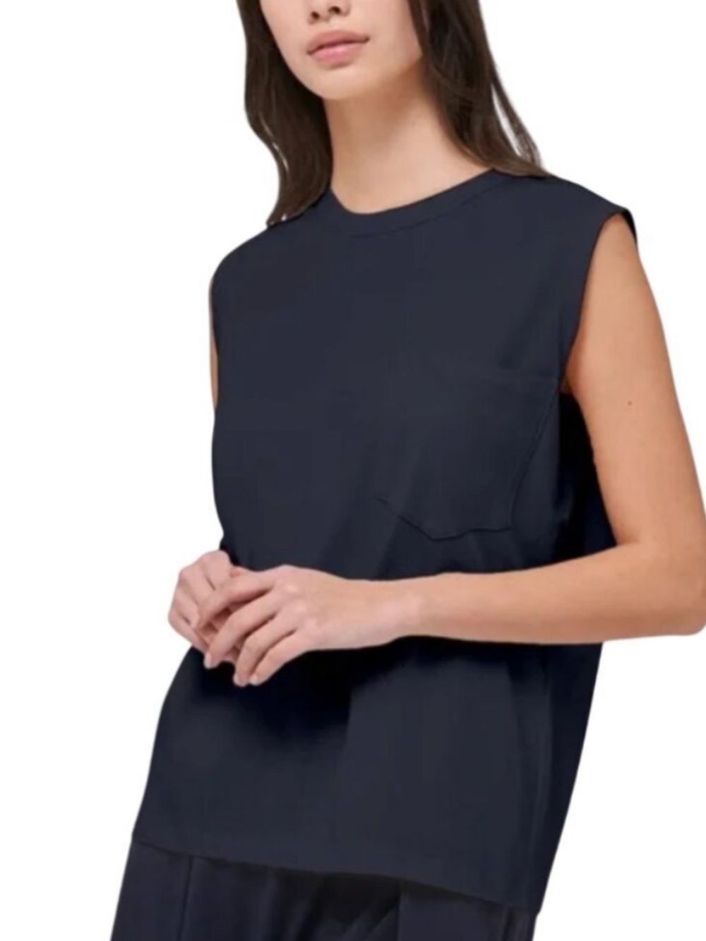 NWT Demylee Debby T-Shirt Sleeveless Top in Navy Blue Sz XS